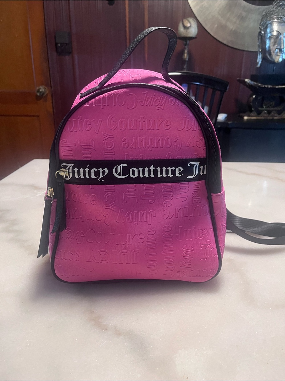 Juicy Couture Hot Pink Mini Logo Backpack with Black Accent